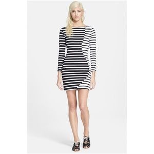 Band of Outsiders Wavy Striped Black White Dress
